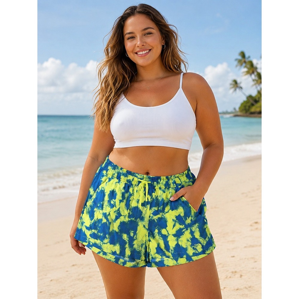 NORTH FACE Women's 2XL Running Outdoor Shorts Blue Yellow -1186